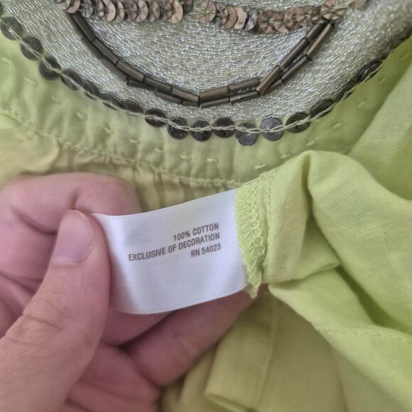 Old Navy Yellow Beaded Cami Tank Top Adjustable Straps Size Small - Picture 5 of 5